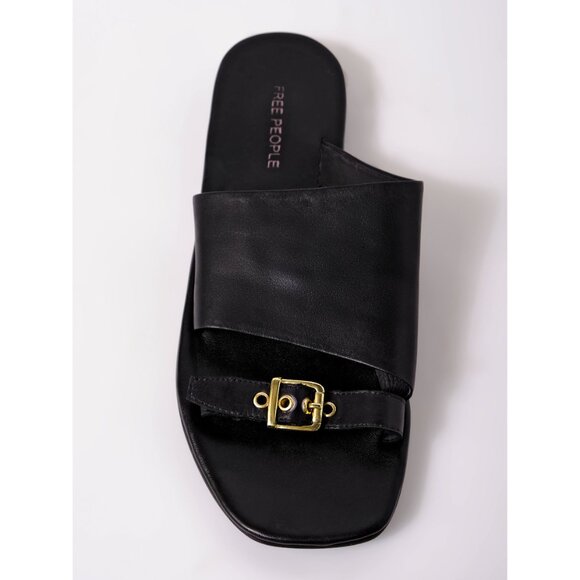 FREE PEOPLE Mila Minimal Flat Sandals / Black - Picture 9 of 11